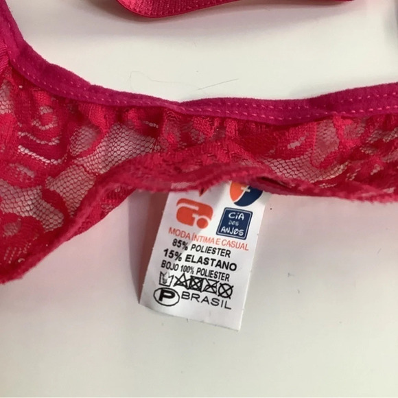 Massam Fuchsia Lace Trim Padded Bra Made in Brazil New with Tags - Picture 7 of 8